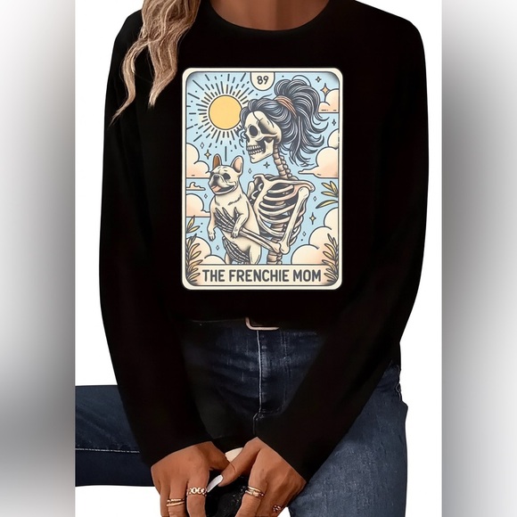 Women’s French Bulldog “The Frenchie Mom” Graphic Long-Sleeve T- Shirt XXL NEW - Picture 2 of 8
